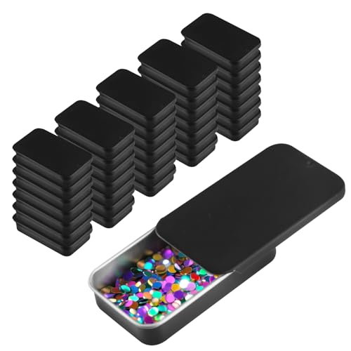 36Pcs Empty Black Slide Top Tin Container,Mini Portable Metal Tinplate Candy Storage Box,Rectangular Lipbalm Organizer for Jewelry,Crafts,DIY Candles,Party Favors,60 * 35 * 10mm - color: black