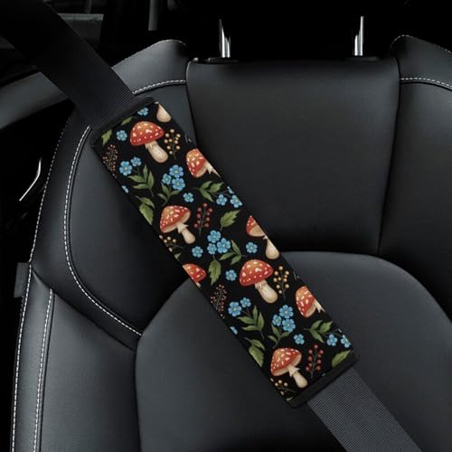 2 Pack Gothic Magic Mushroom Floral Car Seat Belt Pad Soft Padded Seat Belt Cushion for Child, Stroller Pushchair High Chair, Shock Absorption - color: Pattern 418