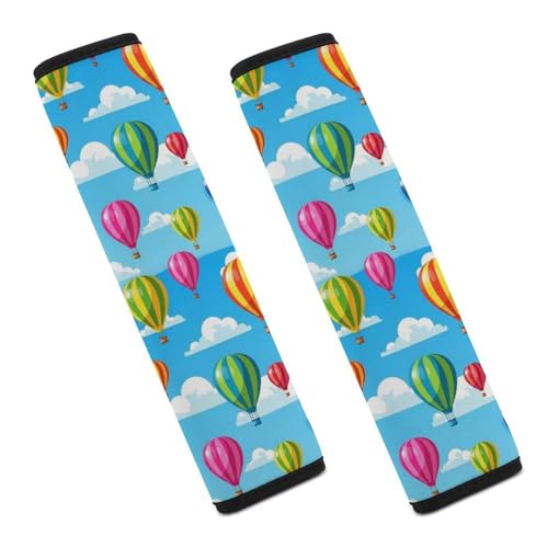 2 Pack Cartoon Hot Air Balloon Cloud Print Car Seat Belt Pad Universal Soft and Comfortable Harness Pads Strap for Adult Use, Most Cars, Easy Install (No Tool) - color: Pattern 922