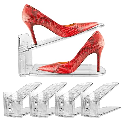 Yes!Fresh Shoe Slots Organizer, Boutique Display Style Shoe Stacker for A Pair of Shoes, Separable Shoe Rack for Closet Organization, 3 Adjustable Narrow Shoe Rack (Clear, 4 Pack) - color: Clear, size: 4 Pack