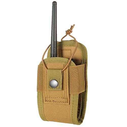 FRTKK Tactical Radio Holder Radio Holster Molle Radio Pouch Universal Radio Case Military Heavy Duty Radio Bag for Police Firefighter Two Ways Walkie Talkies Vest (Tan-small) - color: Tan-small