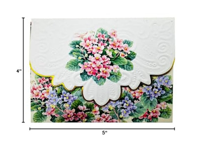 Pink and Blue African Violets Boxed Note Cards by Carol Wilson NCP2201 - color: Floral - Violets, style: 1 Gift Box Set / 10 Cards Total