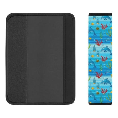 2 Pack Blue Dolphin Pattern Car Seat Straps Shoulder Pads Universal Fit Neck Strap Covers for Adults and Children, All Vehicles, Pressure Relief