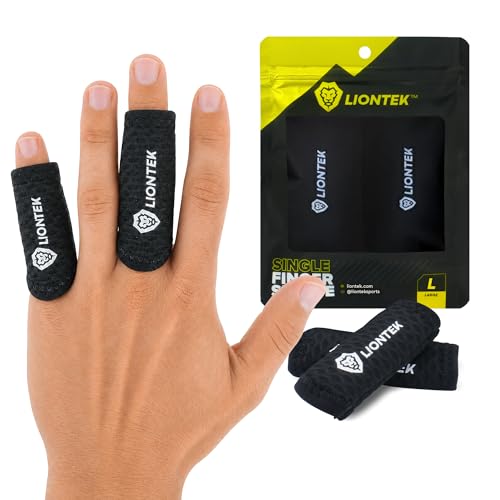LIONTEK Single Flow Finger Sleeve V3 Pair — Joint Support & Compression for Activity, BJJ, Fitness, Volleyball, Basketball, and More (Large) - size: Large