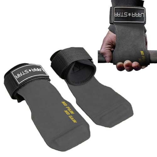 LARA STAR Weight Lifting Wrist Straps for Maximum Grip Support,Lifting Strap for Weightlifting, Gym Grips Hook for Deadlifts, Powerlifting, Heavy Shrug Women/Men - color: Light Grey