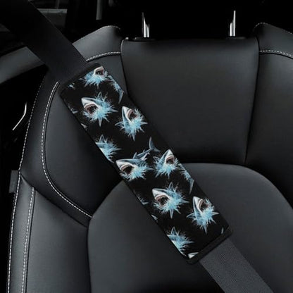 2 Piece Soft Padded Car Seat Belt Pad for Elderly Support, Stroller Pushchair High Chair, Black Sharks Shoulder Harness Cover, Shock Absorption - color: Pattern 1199