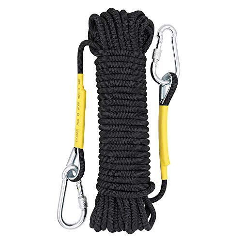 X XBEN Outdoor Climbing Rope 10M(32ft) 20M(64ft) 30M(96ft) 50M(160ft) 70M(230ft) 152M(500FT) 352M(1000FT) Static Rock Climbing Rope for Escape Rope Ice Climbing Equipment Fire Rescue Parachute - color: Black, size: 1/3 Inch x 160 Feet
