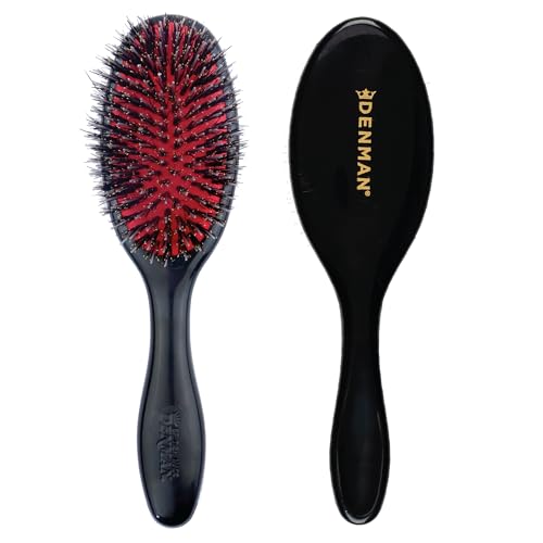 Denman Boar Bristle Hair Brush – Smoothing & Shine Enhancing for Slick Back Styles, Curl Defining & Detangling. Hairbrush with Natural Bristles for all Hair Types for Women & Men - color: Black, size: Small (Pack of 1)