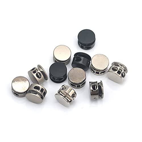 DIY 30pcs/lot Round Metal Alloy Stoppers Toggle Cord Locks Drawstring Two Hole Nickle/Black/Satin (Mixed Colors) - color: Mixed Colors