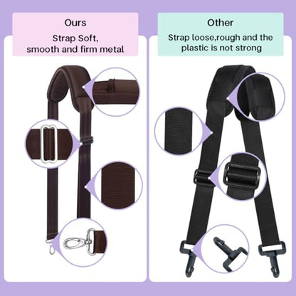 60 Inch Shoulder Strap for Bag with Removable Ultra-Thick Pad | 60" Shoulder Strap with Removable Thick Pad,Adjustable Buckles and Metal Hooks, for Briefcase/Laptop/Messenger/Luggage Bag - color: Brown