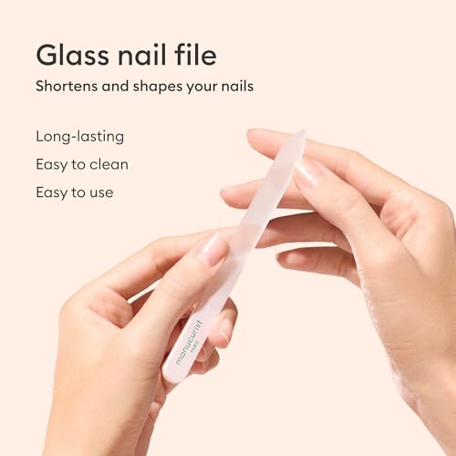 Manucurist Glass Nail File Buffer & Cuticle Pusher Manicure Tool Set | Glass Nail Care Set with Reusable Nail File, Buffer and Cuticle Pusher for Professional Manicures at Home
