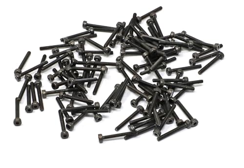 iexcell 100 Pcs M2 x 16mm Thread Pitch 0.4 mm Alloy Steel 12.9 Grade Hex Socket Head Cap Screws Bolts Kit, Black Oxide Finish - size: M2 x 16mm