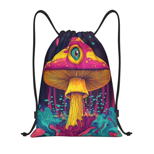 Drawstring Sports Backpacks - Lightweight Swim Gym Bags for Women Men String Sackpack for Beach Travel Yoga(Medium, Psychedelic Mushrooms) - color: Psychedelic Mushrooms, size: Medium