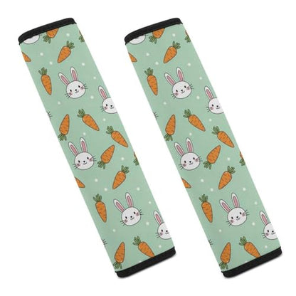 2PCS Cartoon Rabbit Cute Bunny Carrot Car Seat Belt Pad Universal Fit Seat Belt Covers Cushion for Kids, Car Seats Pushchair Strollers High Chair Pushchair, Easy Install (No Tool) - color: Pattern 903