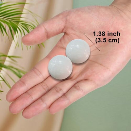 Natural Marble Baoding Chinese Meditation Balls, Stress Relief Hand Exercise Therapy Set, White Small-1.38" - color: White, size: Small-1.38"