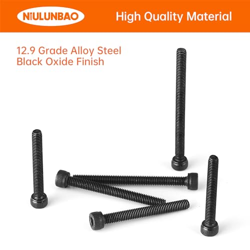 M4 x 30mm 35mm 40mm 45mm 50mm Hex Socket Head Cap Screws Bolts, 12.9 Grade Alloy Steel, Black Oxide Finish, Allen Hex Drive, Metric Machine Fully Threaded, Assortment Kit 50PCS - size: M4 x 30/35/40/45/50mm (50PCS)