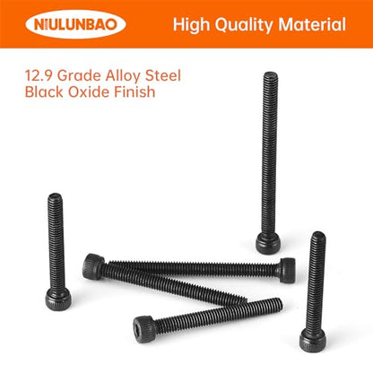 M4 x 30mm 35mm 40mm 45mm 50mm Hex Socket Head Cap Screws Bolts, 12.9 Grade Alloy Steel, Black Oxide Finish, Allen Hex Drive, Metric Machine Fully Threaded, Assortment Kit 50PCS - size: M4 x 30/35/40/45/50mm (50PCS)