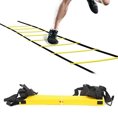 12 Rungs Running Competition Football Training Ladder, Soft Agile Speed Ladder with Reinforced Belt, Adjustable Rung Spacing for Warm - Up Exercise and Coordination Training, Inclu