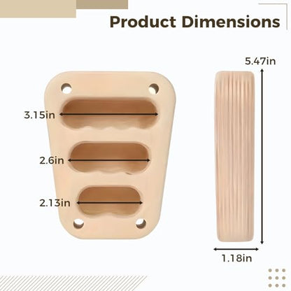 2 Pcs Wood Hangboard, Trapezoid Rock Climbing Holds for Finger Strength Training, with Three Finger Grooves, for Home Gym and Pull Up Bar