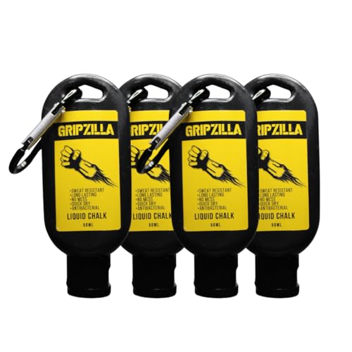 GRIPZILLA Liquid Chalk Kit Gym Chalk for Weight Lifting, Rock Climbing, Pole Grip, Bouldering, Powerlifting, Ball, Gymnastics, Sports, and Workout - Package May Vary - size: 50ml - 4 Pack
