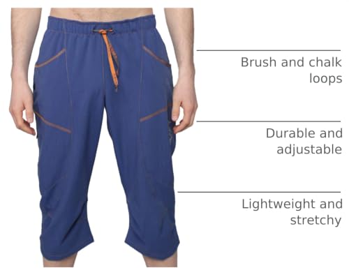 Ucraft "Xlite Rock Climbing Bouldering and Yoga Knickers ¾ Men's and Women's Capri Pants. Lightweight, Stretchy, Breathable - color: Deep Blue Melange, size: Medium