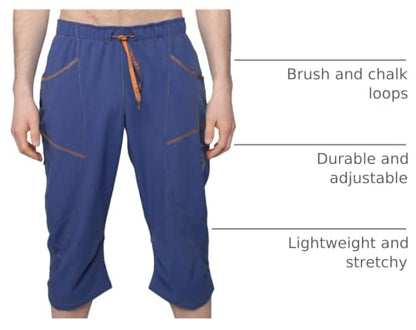 Ucraft "Xlite Rock Climbing Bouldering and Yoga Knickers ¾ Men's and Women's Capri Pants. Lightweight, Stretchy, Breathable - color: Deep Blue Melange, size: Medium