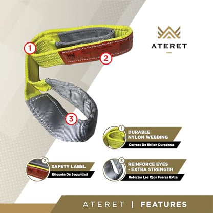 ATERET Twisted Eye Polyester Lift Sling I 2" x 20 feet I Heavy Duty Lifting Web Sling I (2" x 20') - size: 2" x 20'