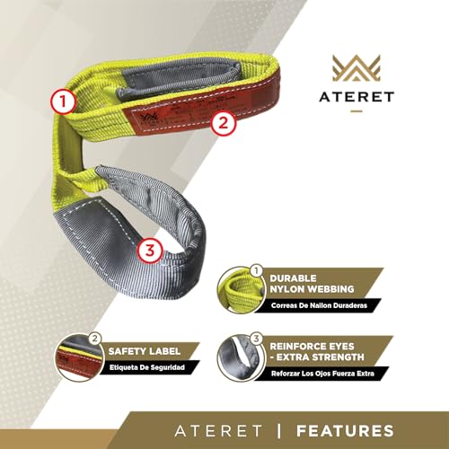 ATERET Twisted Eye Polyester Lift Sling I 1" x 8 feet I Heavy Duty Lifting Web Sling I (1" x 8') - size: 1" x 8'