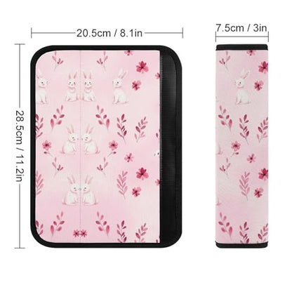 2 Pack Cute Rabbit Bunny Flower Pink Seat Belt Shoulder Pad Universal Soft and Comfortable Shoulder Protector for Kids, Most Cars, Pressure Relief - color: Pattern 266