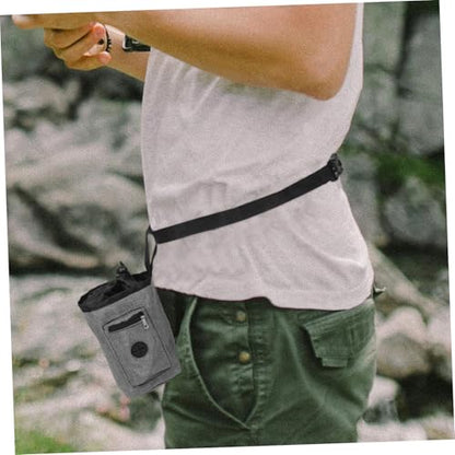 Generic Gray Climbing Chalk Bag with Zippered Pocket Slip Oxford Cloth Chalk Pouch for Rock Climbing Bouldering Hiking and Gym Workouts Grip Enhancer for Indoor and Outdoor Sports