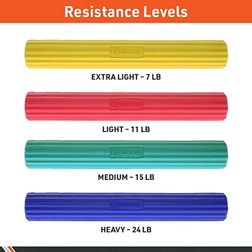 Body Sport Twist & Flex Bar – Flexible Rehab Equipment for Tennis Elbow, Golfer’s Elbow, Arm Injuries, & Tendonitis – Resistance Training for Improved Grip & Strength - color: Red (Light Resistance)