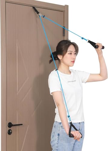 Fanwer Shoulder Pulley - Metal Pulley and Padded Handles,Over The Door Physical Therapy,Relieves Shoulder and Arm Pain, Aids in Post-Surgery Recovery, FSA/HSA Eligible,Blue