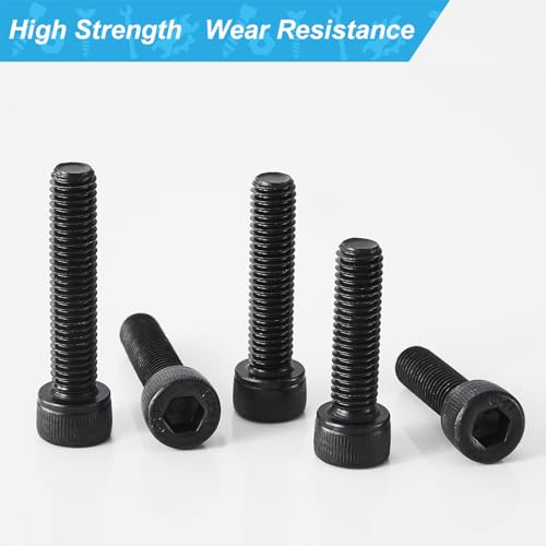 M8 x 60mm 65mm 70mm 75mm 80mm Hex Socket Head Cap Screws Bolts, 12.9 Grade Alloy Steel, Black Oxide Finish, Metric Allen Hex Drive, Fully Threaded, Assortment Kit 15Pcs - size: Socket M8x60-80mm