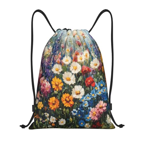 Drawstring Sports Backpacks - Lightweight Swim Gym Bags for Women Men String Sackpack for Beach Travel Yoga(Small, Colorful Wildflowers) - color: Colorful Wildflowers, size: Small