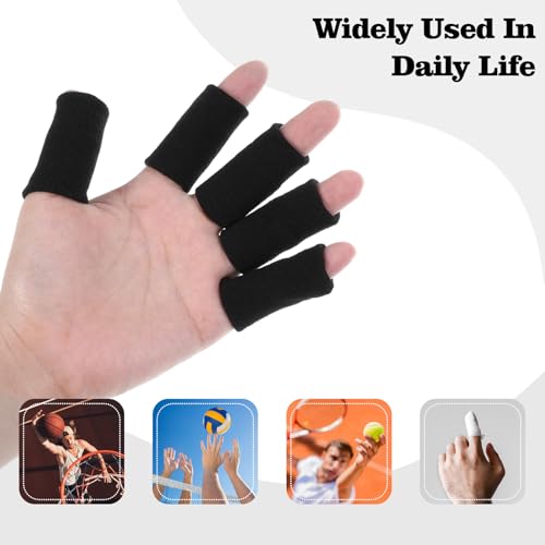 ElevateTech Finger Sleeves Protectors, 10 Pcs Finger Arthritis Sleeves Elastic Thumb Splint Brace Support Protector for Relieving Pain Breathable Fingers Tape for Basketball Golf Sports Aid Support