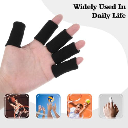 ElevateTech Finger Sleeves Protectors, 10 Pcs Finger Arthritis Sleeves Elastic Thumb Splint Brace Support Protector for Relieving Pain Breathable Fingers Tape for Basketball Golf Sports Aid Support