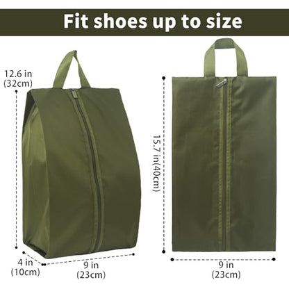 6pcs Portable Shoe Organizer, Travel Pouches with Zipper, Golf Shoe Bags, Clothes Bags, Soccer Cleats Bag, Shoe Pouch for Gym, Waterproof, Odor-Resistant (Dark Green) | Golf Shoe Bags, Clothes Bags, Soccer Cleats Bag, Shoe Pouch for Gym, Waterproof, Odor-