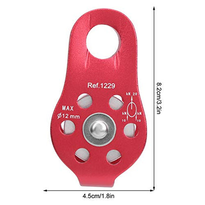 20KN Outdoor Climbing Pulley, Aluminum Side Swing Pulley, Climbing Pulley for Climbing Aloft Work Rappelling Rescue - size: Red