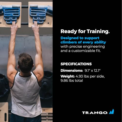 TRANGO Rock Prodigy Hangboard - Finger Training Board for Rock Climbing, Build Finger Strength, Home Training Board, Natural - Beech Wood, Pivot, Forge, Training Center - style: Training Center