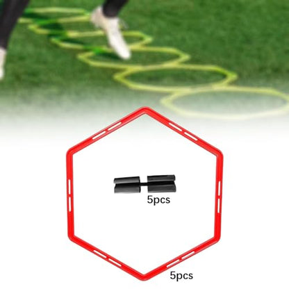harayaa 5 Pieces Agility Training Rings Fitness Rings Ladder Training Equipment PP Material Portable for Football Basketball Tennis Badminton Rugby Suitable F - color: Red