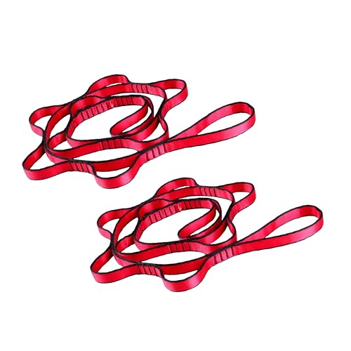 2pcs safety daisy chain, multi-ring adjustable nylon strap rope yoga pilates stretch band - color: Red, size: Length：1.1m