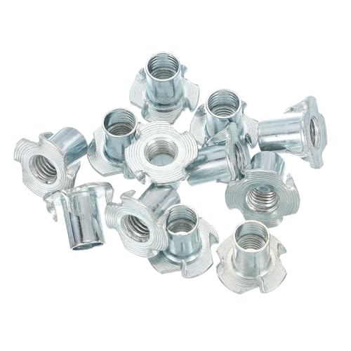 PATIKIL M10 T-Nuts, 12 Pcs Zinc Plated Steel 4-Pronged Tee Blind Nut 16 mm Length Four-jaw t Nuts Threaded Inserts Hardware for Wood Furniture Cabinetry Rock Climbing Holds - size: 16 mm
