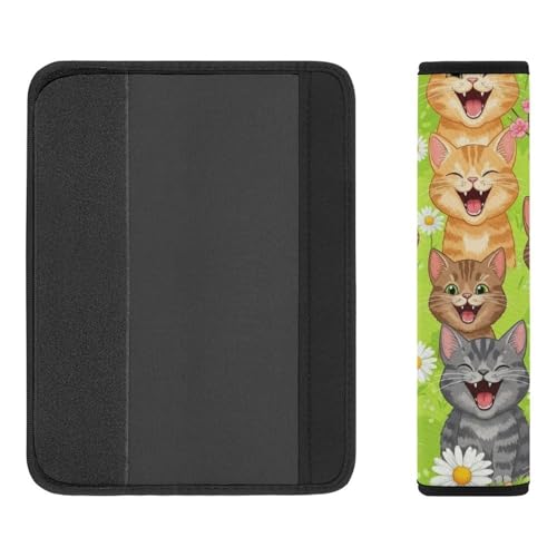 2 Pack Universal Fit Car Seat Belt Pad for Adult Use, All Vehicles, Funny Cats Seat Belt Covers Cushion, Anti-Slip Pad - color: Pattern 800
