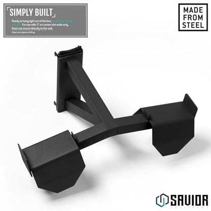 Savior Equipment Wall Rack System Tactical Vest Attachment Gear Wall Mount Display Rack Organizer, Adjustable Width, Heavy-Duty Steel Construction Hold Up to 40 lbs - color: Obisidian Black