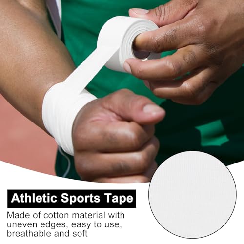 Athletic Sports Tape 1.5 Inch x 30ft, Elastic Athletic Wrist Ankle Tape Roll (2 Rolls, White, 1.5 Inch x 10 Yards) - color: White