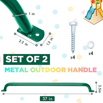 Lounsweer 2 Pcs,39 Inch Playground Safety Handles, Long Grab Bars,Green | Playhouse Ladder Handles, Treehouse Accessories, Rock Climbing Wall, Metal Grab Bars, Safety Handrails, Playground Equipment - color: Green, size: 39 Inch