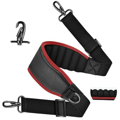 ZINMARK 60 inch Cushion Ultra Comfortable Bag Strap Thicken Shoulder Strap with Double Adjustable Buckles for Crossbody Bag - color: Black Red