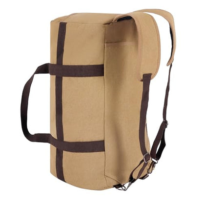Large Canvas Travel Duffle Bag Heavy Duty, 3-in-1 Convertible Travel Bag with Backpack Straps for Gym, Sports, Travel, Camping(Khaki) - color: Khaki
