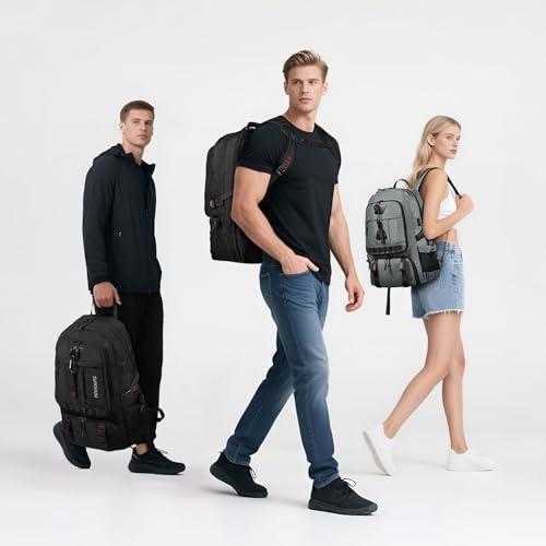 Travel Backpack 45L TSA Approved Carry on Backpack with Shoe Compartment & Wet/Dry Separation, Laptop Bag Fits 18.4 Inch Computer, Water Resistant Backpack for Men Women, Grey - color: Expandable Grey