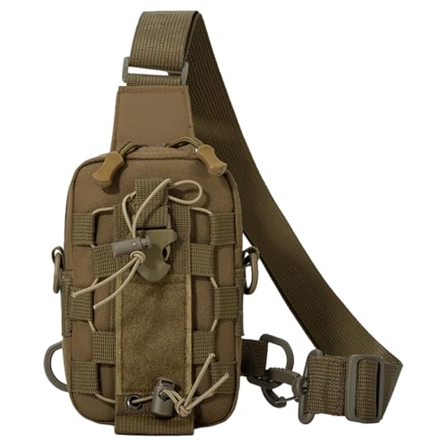 MiOYOOW Tactical Sling Bag, Waterproof Chest Pack Adjustable Crossbody Backpack for Men Women Outdoor Sports Climbing Camping - color: Khaki